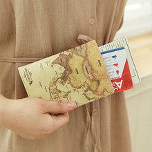 Load image into Gallery viewer, World Map Passport Case Antique

