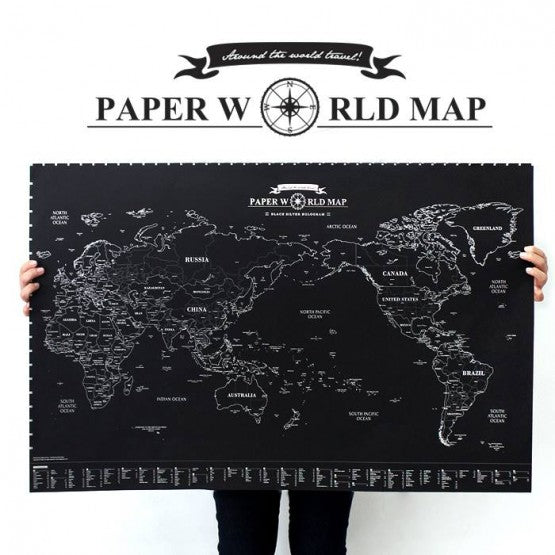 Paper World Map Black