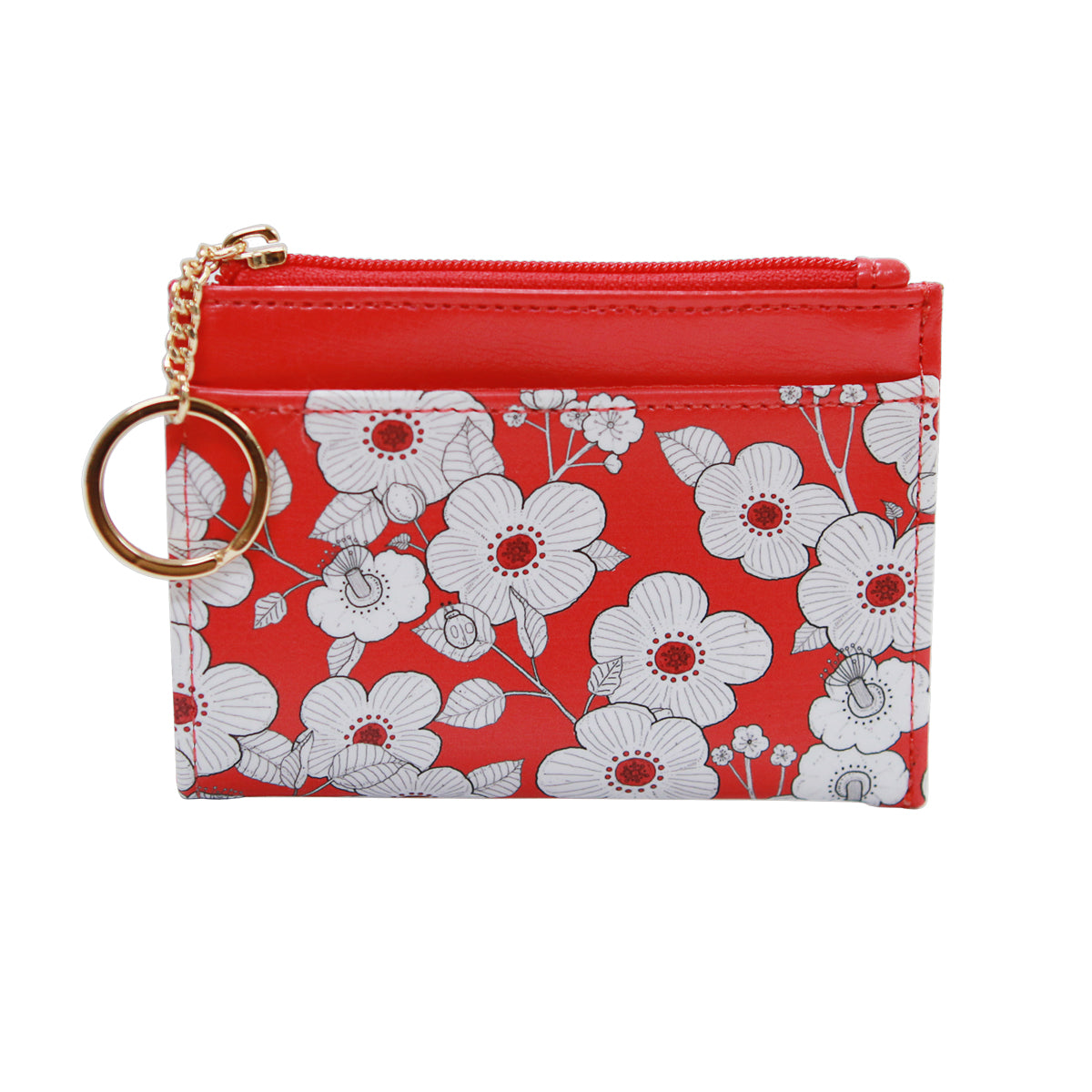 Willow V.4 Key Ring Card Wallet Red Flower