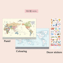 Load image into Gallery viewer, Sticker Colouring World Set (2 Maps -1 Pastel, 1 Colouring )
