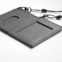 Load image into Gallery viewer, Posh Project Leather Card Holder with Lanyard Black

