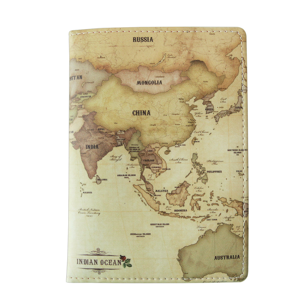 World Map Passport Case Antique