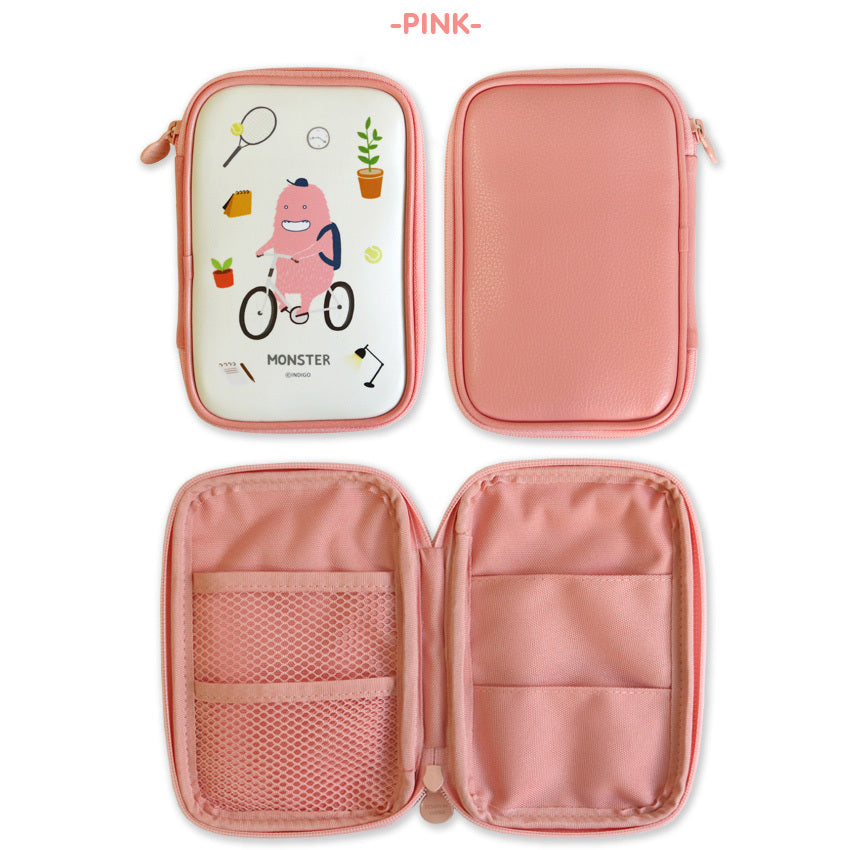 Monster's Pencil Pouch ( Wide) Pink